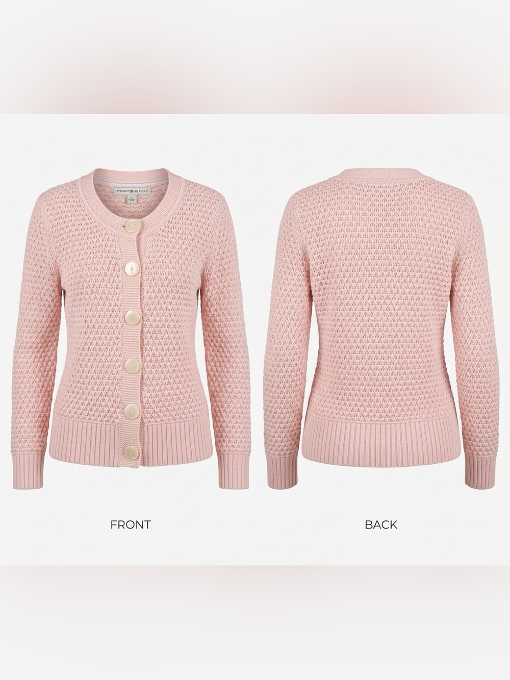 Tommy Hilfiger Women's Pale Pink Knit Button Cardigan
